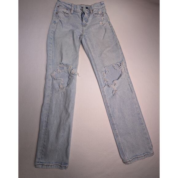 American Eagle Outfitters Denim - American Eagle Stretch Straight Leg Blue Jeans Distressed Size 00
